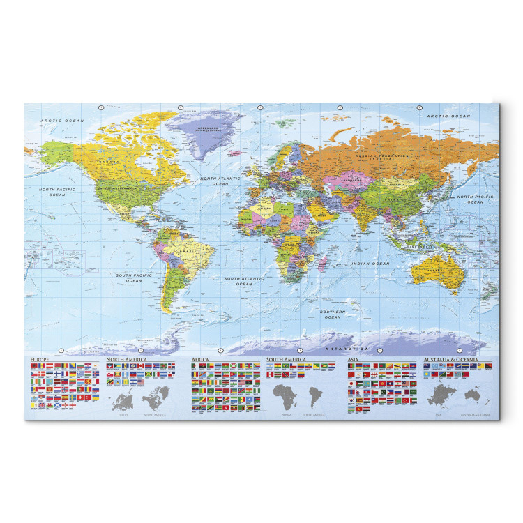 Canvas Art Print World: Colorful Map - Country Flags on World Map in English 98055 additionalImage 7