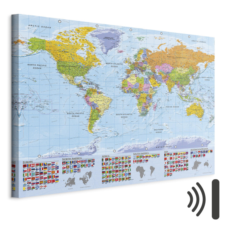 Canvas Art Print World: Colorful Map - Country Flags on World Map in English 98055 additionalImage 8