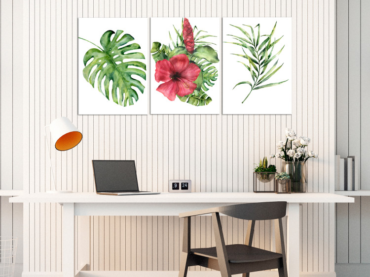 Canvas Print Red Hibiscus (3 Parts) 108565 additionalImage 3