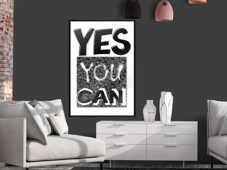 Wall Poster Yes you can - black and white composition with texts on a patterned background 116365 additionalImage 5