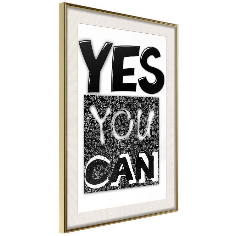 Wall Poster Yes you can - black and white composition with texts on a patterned background 116365 additionalImage 2