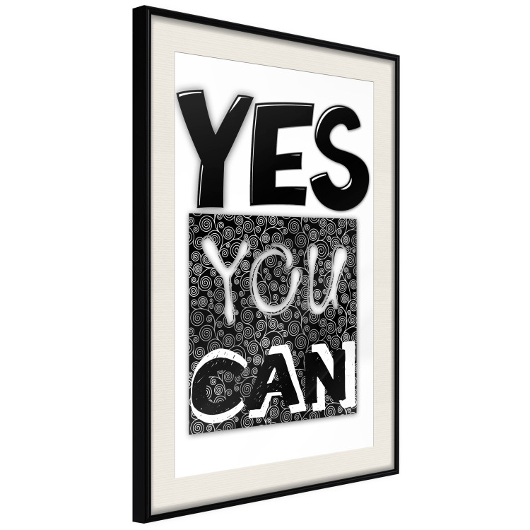 Wall Poster Yes you can - black and white composition with texts on a patterned background 116365 additionalImage 3
