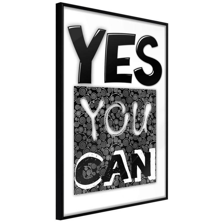 Wall Poster Yes you can - black and white composition with texts on a patterned background 116365 additionalImage 10