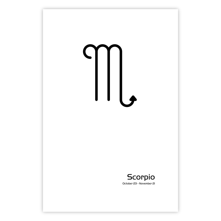 Wall Poster Scorpio - simple black and white composition with zodiac sign and text 117065 additionalImage 19