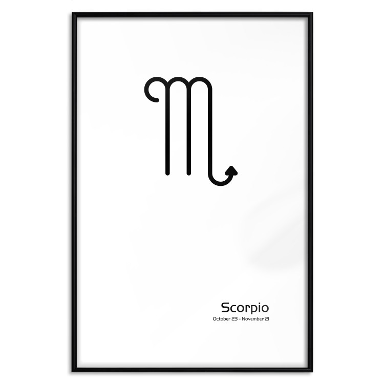 Wall Poster Scorpio - simple black and white composition with zodiac sign and text 117065 additionalImage 15