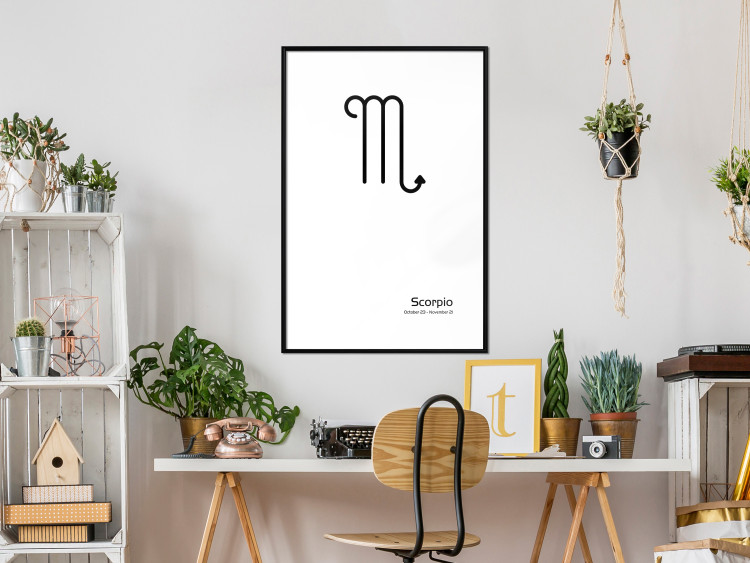 Wall Poster Scorpio - simple black and white composition with zodiac sign and text 117065 additionalImage 4