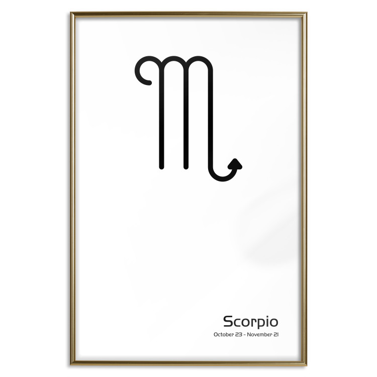 Wall Poster Scorpio - simple black and white composition with zodiac sign and text 117065 additionalImage 20