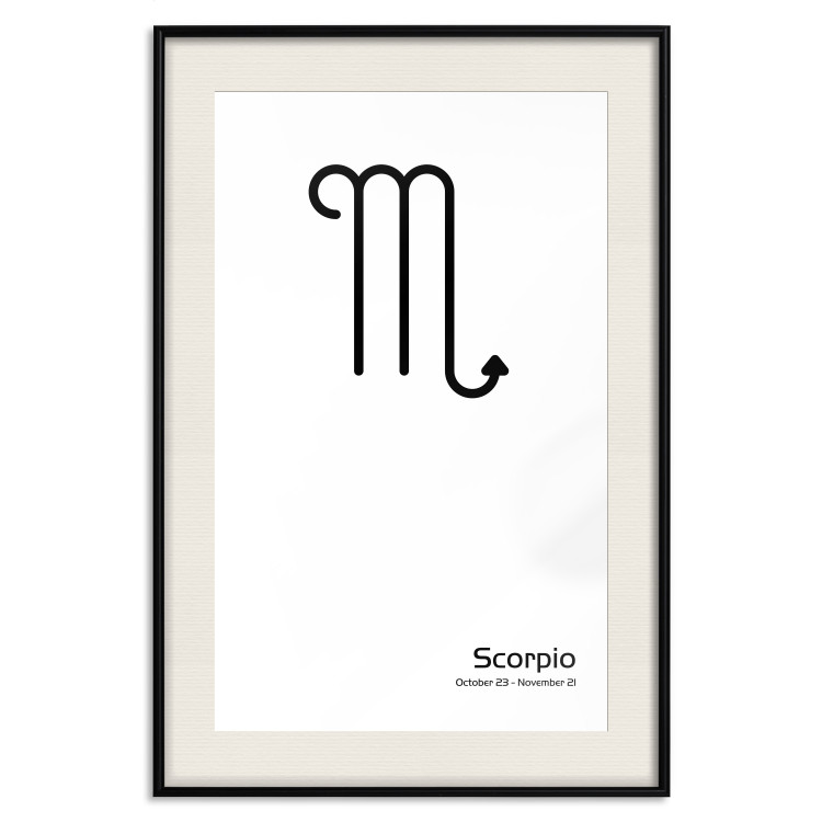 Wall Poster Scorpio - simple black and white composition with zodiac sign and text 117065 additionalImage 18