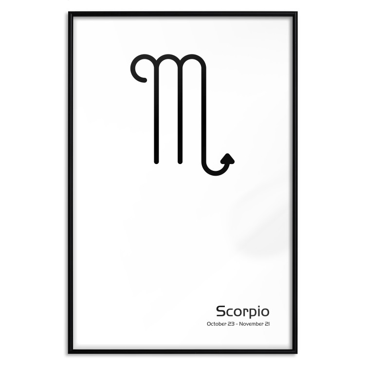 Wall Poster Scorpio - simple black and white composition with zodiac sign and text 117065 additionalImage 24