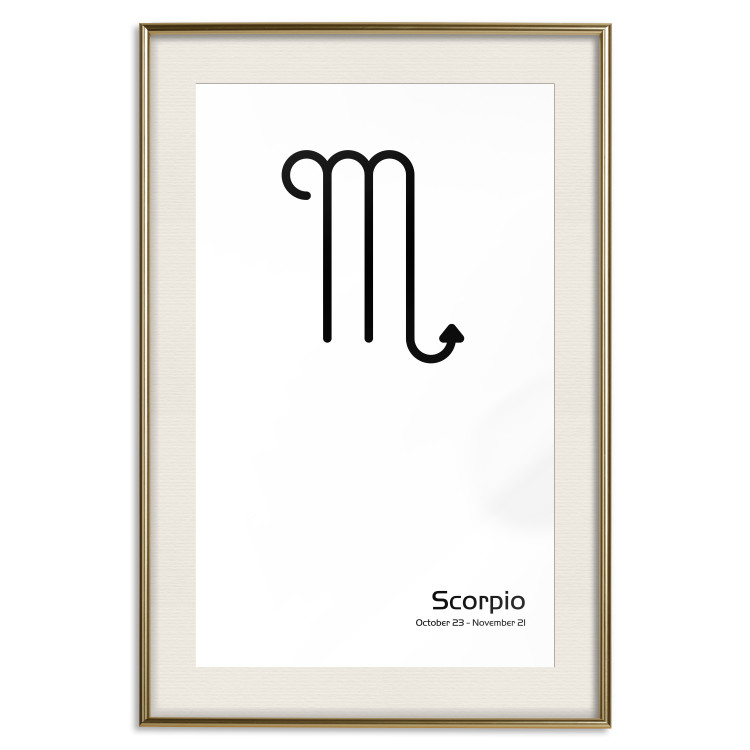 Wall Poster Scorpio - simple black and white composition with zodiac sign and text 117065 additionalImage 19