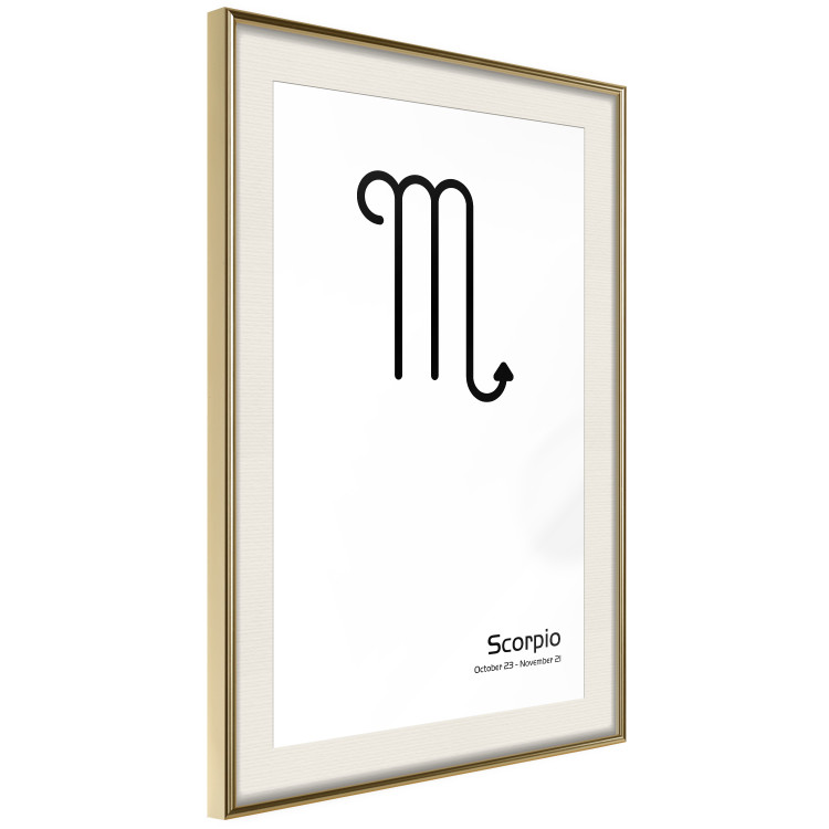 Wall Poster Scorpio - simple black and white composition with zodiac sign and text 117065 additionalImage 2