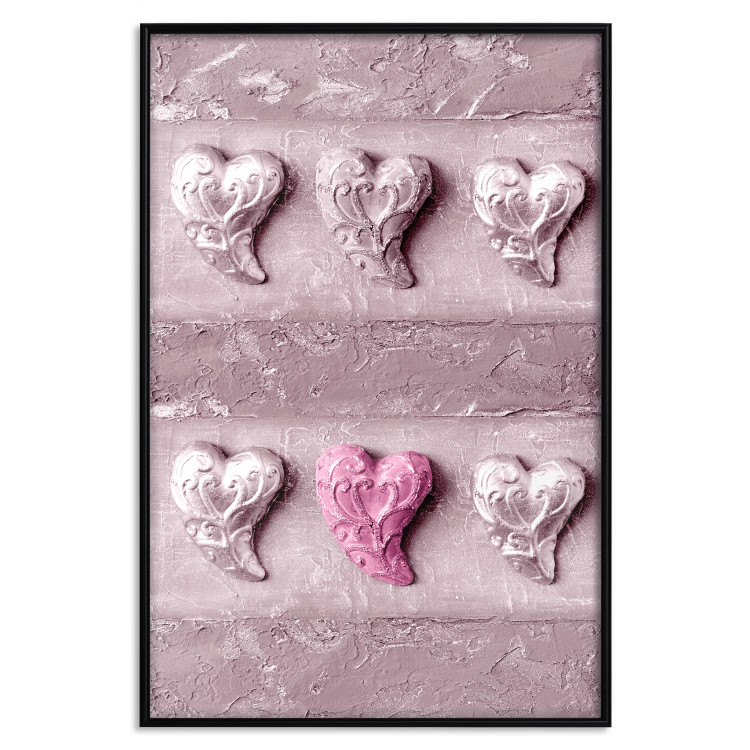 Poster Faces of Love - fully pink composition with shiny hearts 118265 additionalImage 24