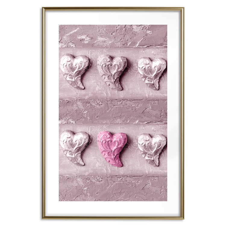 Poster Faces of Love - fully pink composition with shiny hearts 118265 additionalImage 14