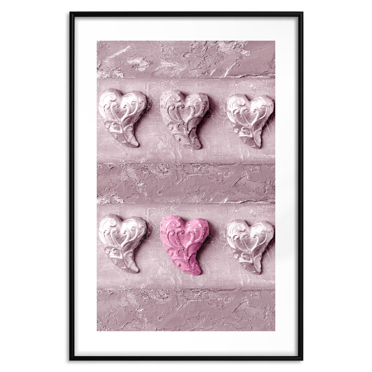 Poster Faces of Love - fully pink composition with shiny hearts 118265 additionalImage 17