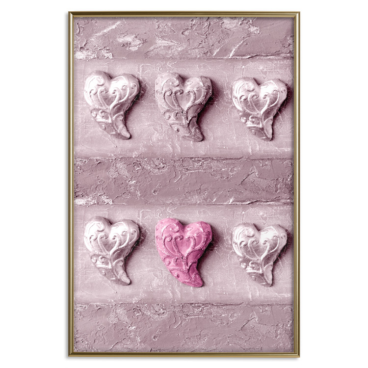Poster Faces of Love - fully pink composition with shiny hearts 118265 additionalImage 20