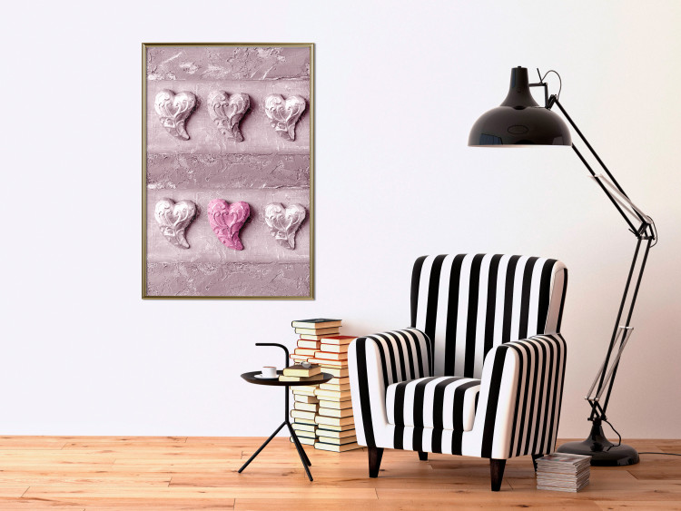 Poster Faces of Love - fully pink composition with shiny hearts 118265 additionalImage 2