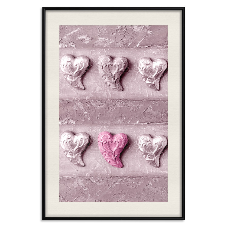 Poster Faces of Love - fully pink composition with shiny hearts 118265 additionalImage 18