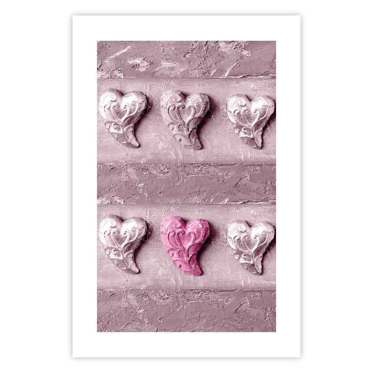 Poster Faces of Love - fully pink composition with shiny hearts 118265 additionalImage 25