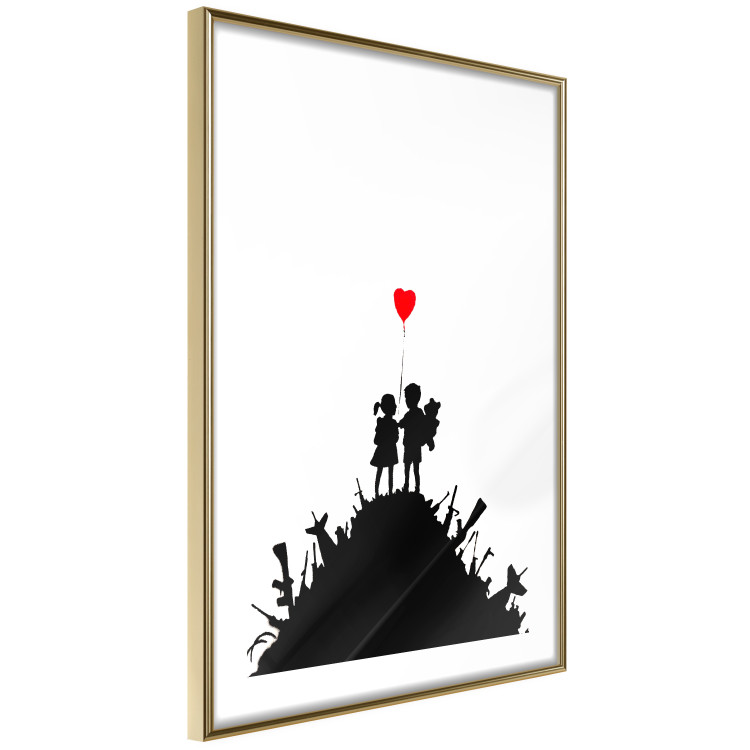 Poster Battlefield - black and white composition with a pair of children and a heart-shaped balloon 118765 additionalImage 8