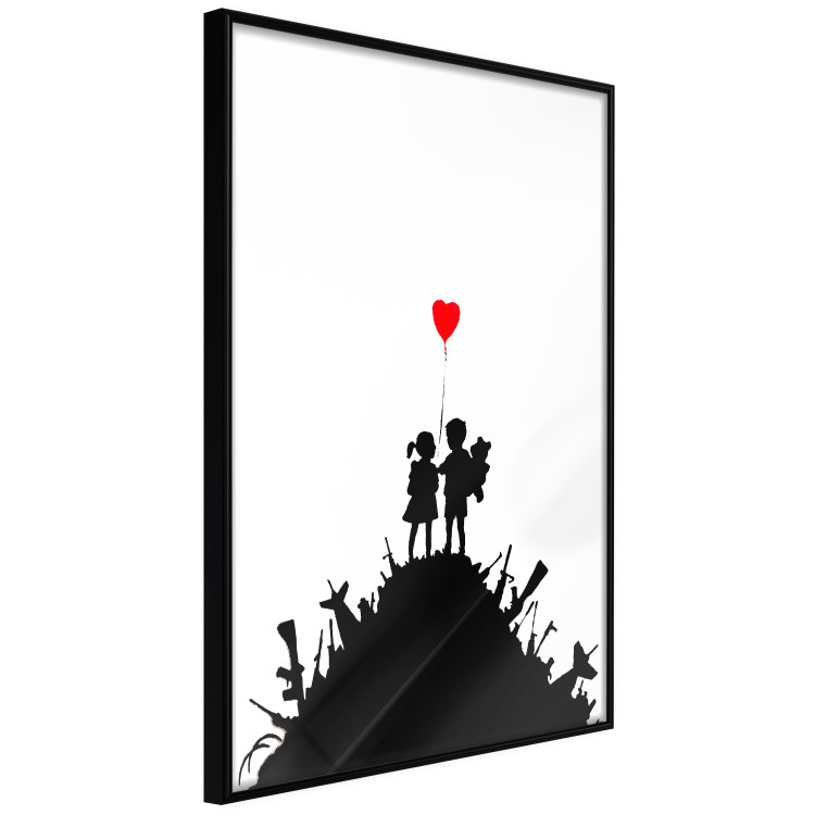 Poster Battlefield - black and white composition with a pair of children and a heart-shaped balloon 118765 additionalImage 10