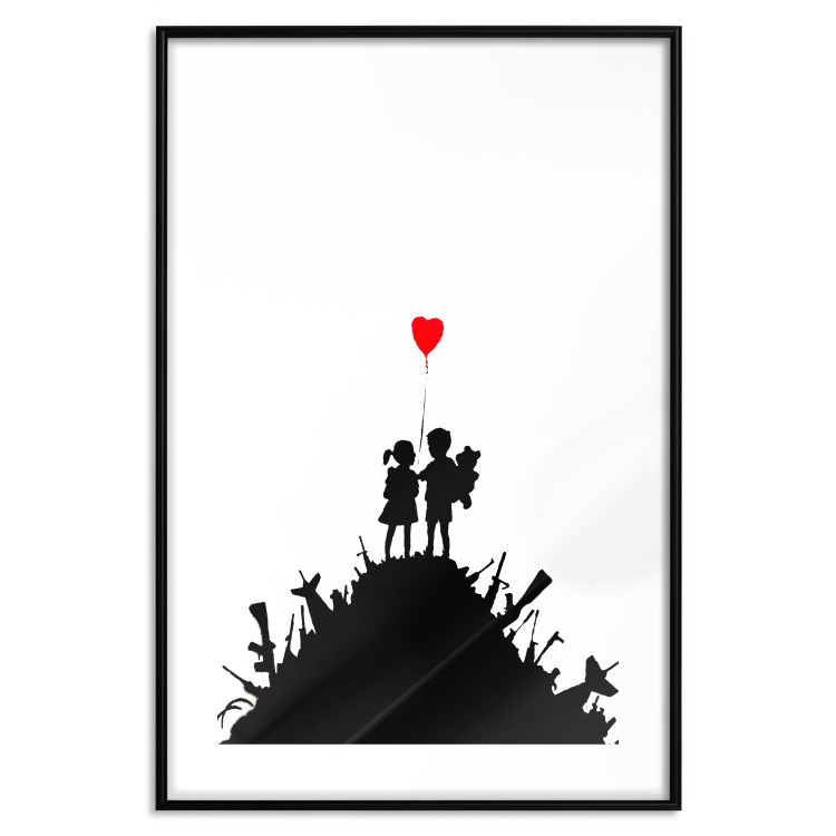 Poster Battlefield - black and white composition with a pair of children and a heart-shaped balloon 118765 additionalImage 17
