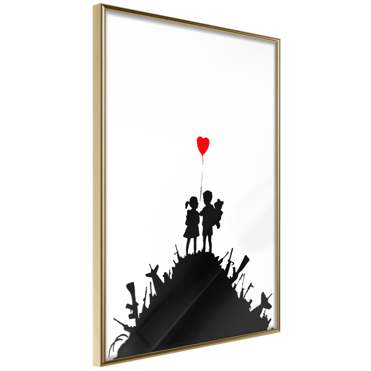 Poster Battlefield - black and white composition with a pair of children and a heart-shaped balloon 118765 additionalImage 12