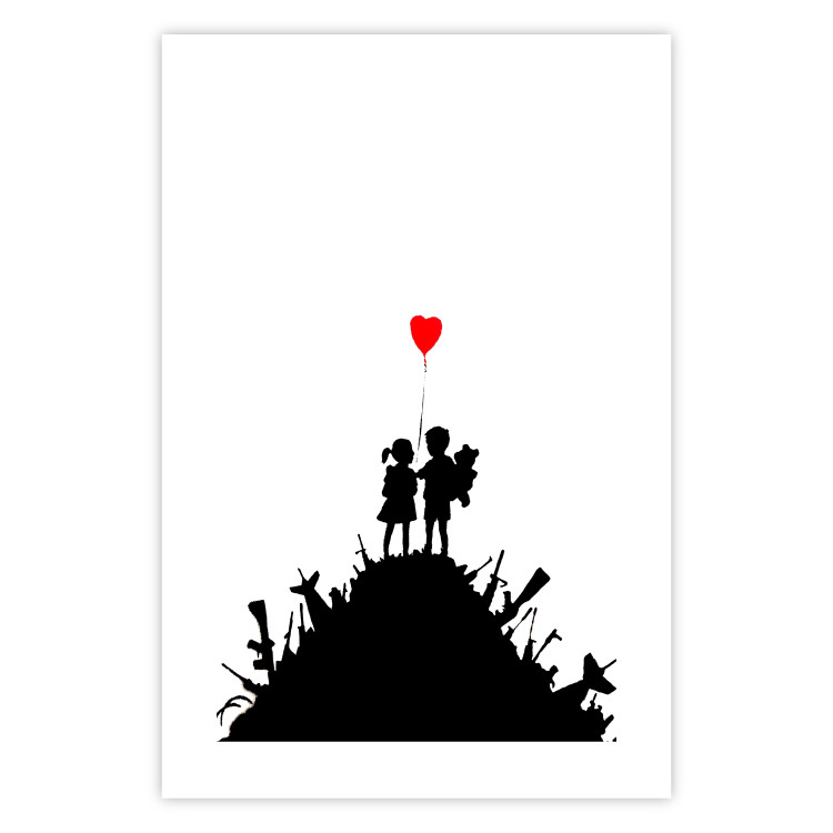 Poster Battlefield - black and white composition with a pair of children and a heart-shaped balloon 118765 additionalImage 25