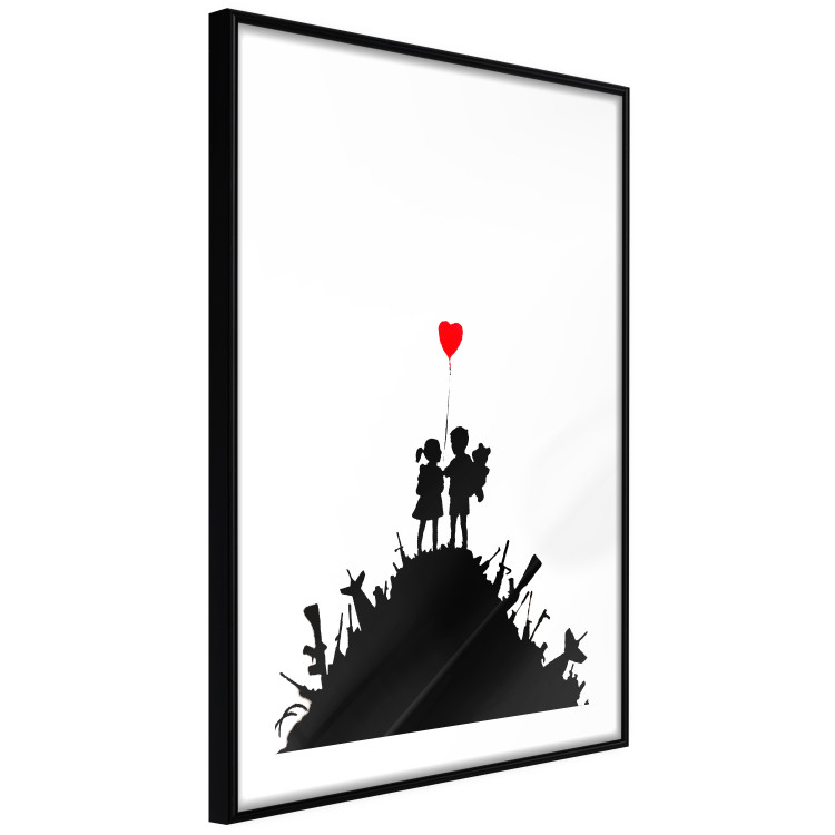 Poster Battlefield - black and white composition with a pair of children and a heart-shaped balloon 118765 additionalImage 13