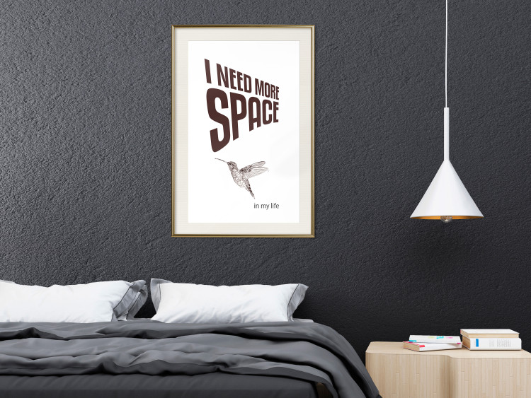 Poster I Need More Space - English text with a bird motif on a white background 122865 additionalImage 21
