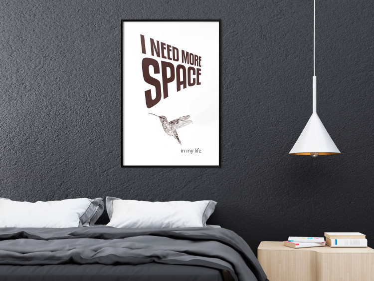 Poster I Need More Space - English text with a bird motif on a white background 122865 additionalImage 5