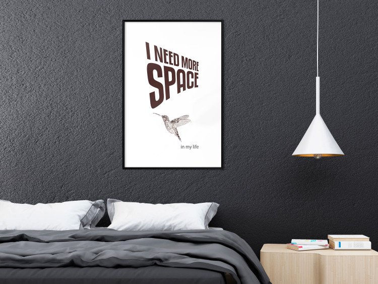 Poster I Need More Space - English text with a bird motif on a white background 122865 additionalImage 6