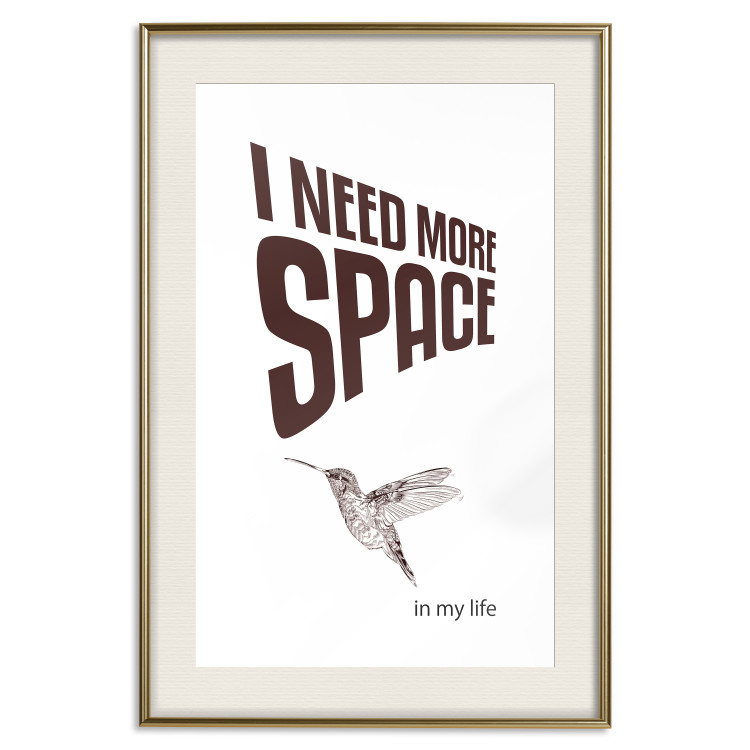 Poster I Need More Space - English text with a bird motif on a white background 122865 additionalImage 19