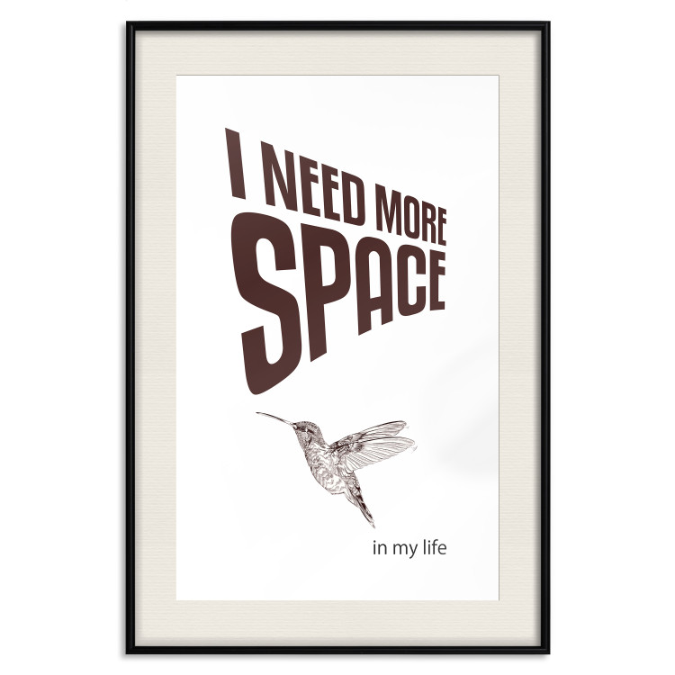 Poster I Need More Space - English text with a bird motif on a white background 122865 additionalImage 18
