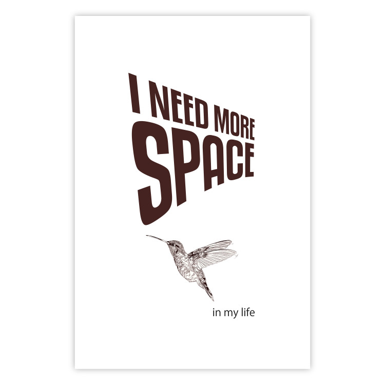 Poster I Need More Space - English text with a bird motif on a white background 122865 additionalImage 25