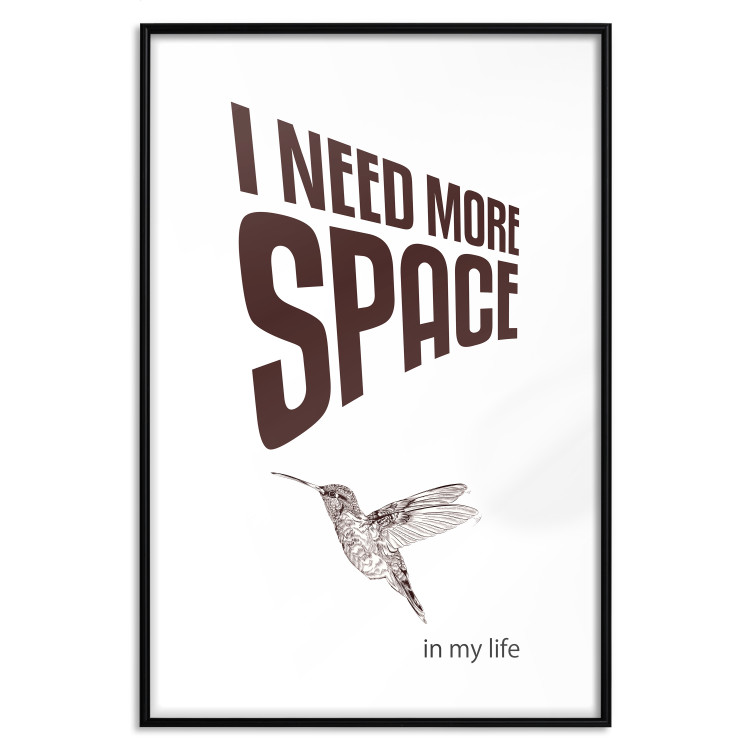 Poster I Need More Space - English text with a bird motif on a white background 122865 additionalImage 18