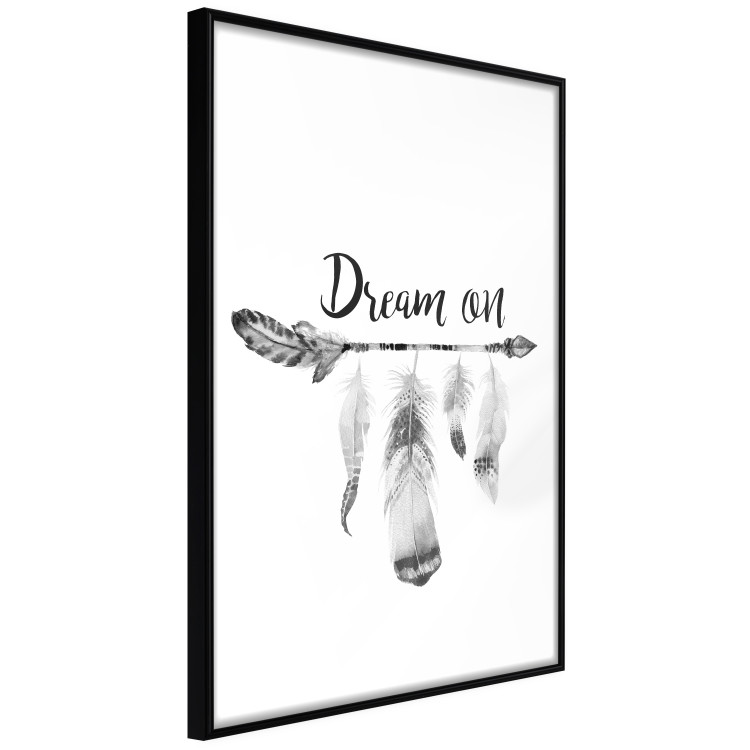 Wall Poster Dream On - black English text above feathers hanging on an arrow 123365 additionalImage 10