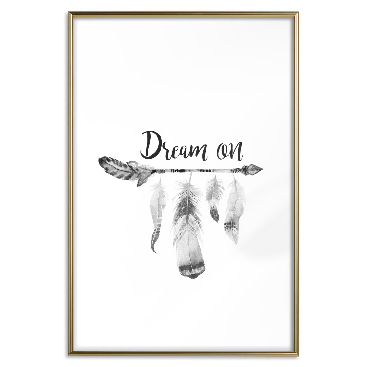 Wall Poster Dream On - black English text above feathers hanging on an arrow 123365 additionalImage 16