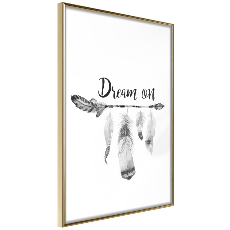 Wall Poster Dream On - black English text above feathers hanging on an arrow 123365 additionalImage 14
