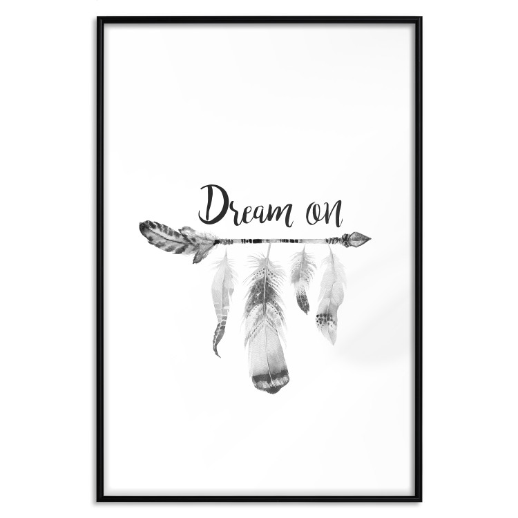 Wall Poster Dream On - black English text above feathers hanging on an arrow 123365 additionalImage 15