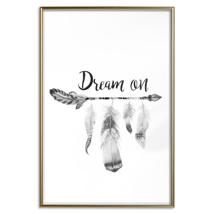 Wall Poster Dream On - black English text above feathers hanging on an arrow 123365 additionalImage 20