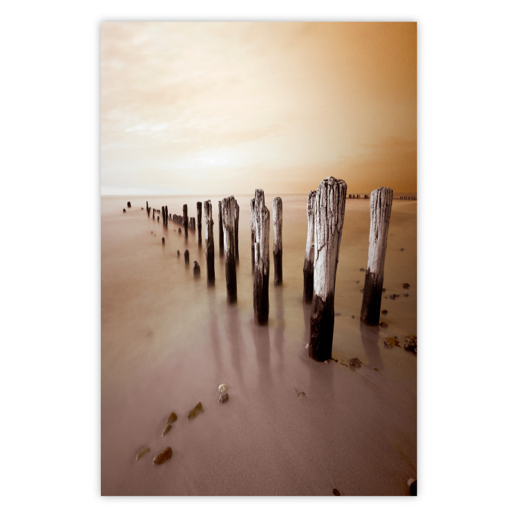 Wall Poster Autumnal Ebb - beach and sea landscape against sunset backdrop 123765