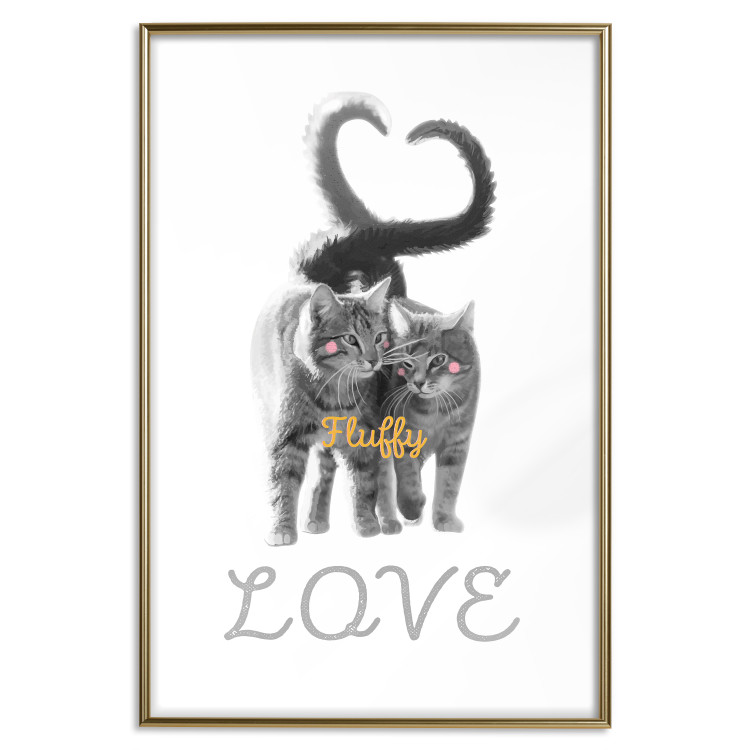 Poster Fluffy Love - gray cats and English text on a white background 125265 additionalImage 20