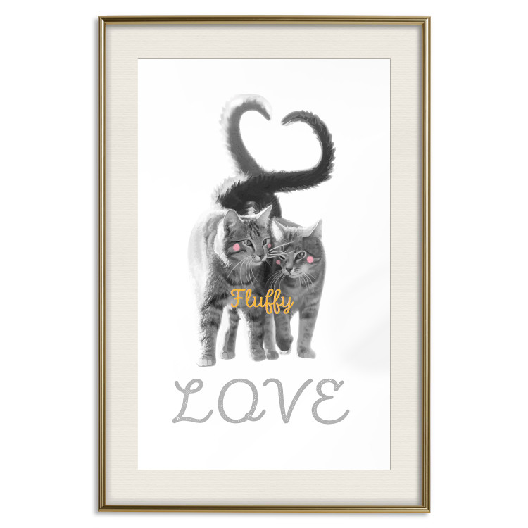 Poster Fluffy Love - gray cats and English text on a white background 125265 additionalImage 19