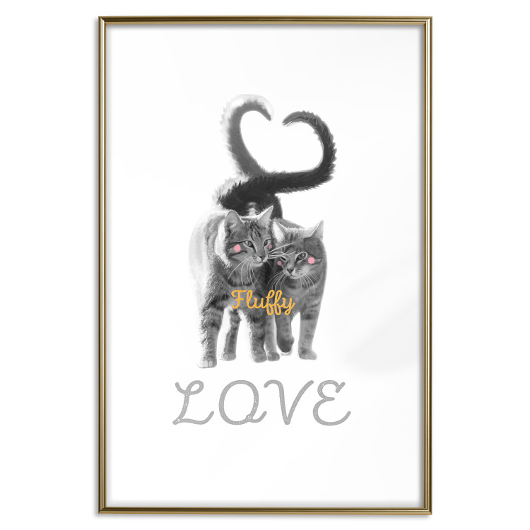 Poster Fluffy Love - gray cats and English text on a white background 125265 additionalImage 16