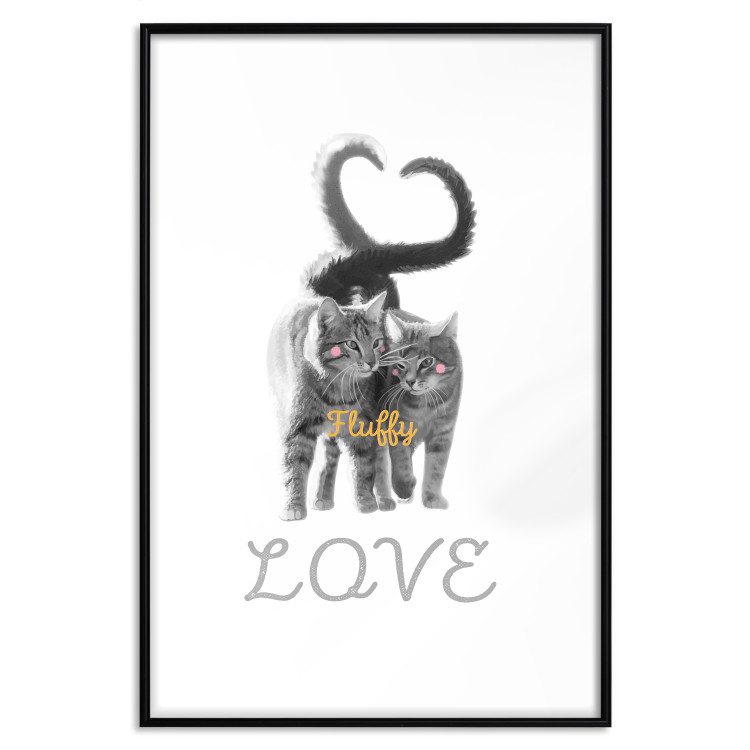 Poster Fluffy Love - gray cats and English text on a white background 125265 additionalImage 17