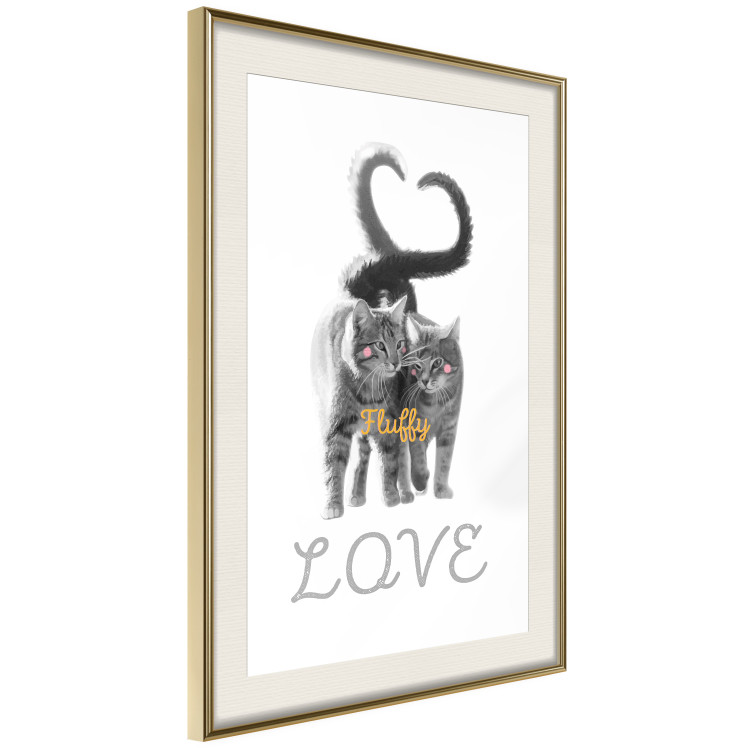 Poster Fluffy Love - gray cats and English text on a white background 125265 additionalImage 2