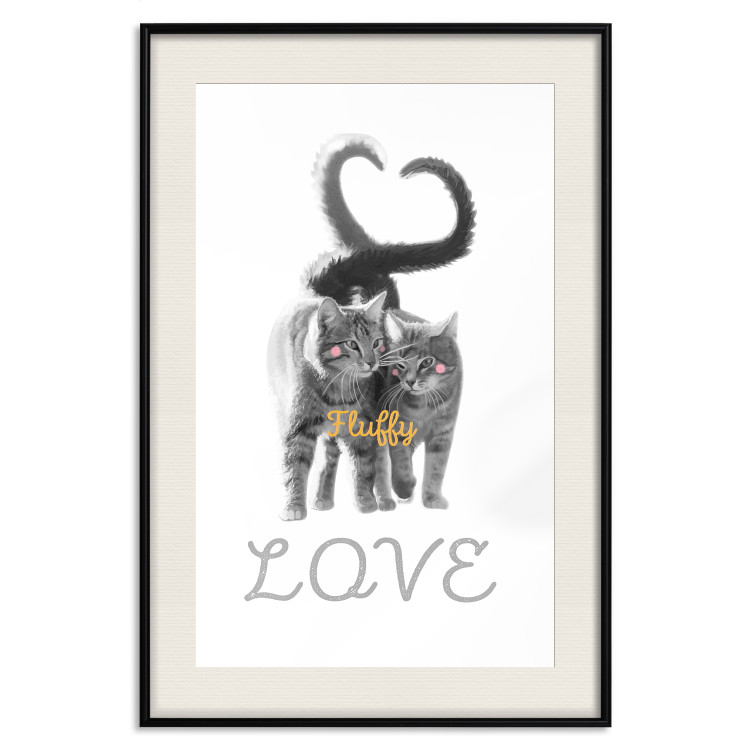 Poster Fluffy Love - gray cats and English text on a white background 125265 additionalImage 18