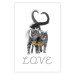 Poster Fluffy Love - gray cats and English text on a white background 125265