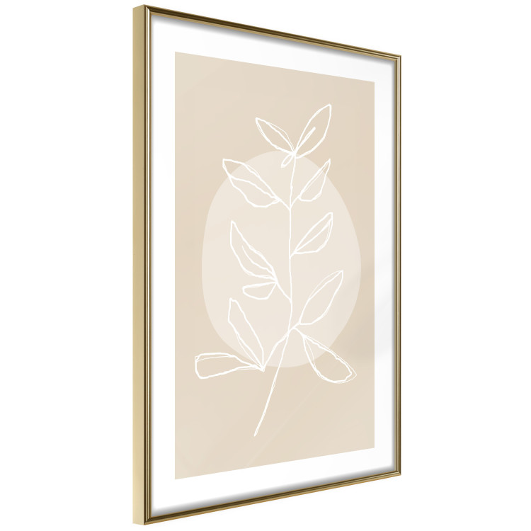Wall Poster Bright Twig - white line art plant with leaves on a light beige background 125665 additionalImage 6