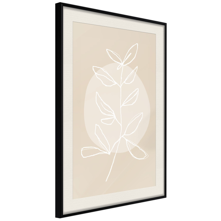 Wall Poster Bright Twig - white line art plant with leaves on a light beige background 125665 additionalImage 3
